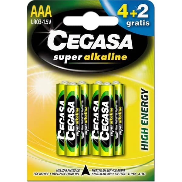Pila super alcalina LR03 (AAA) CEGASA, pack 4+2 uds - 2 ud - Imagen del producto en Findit
