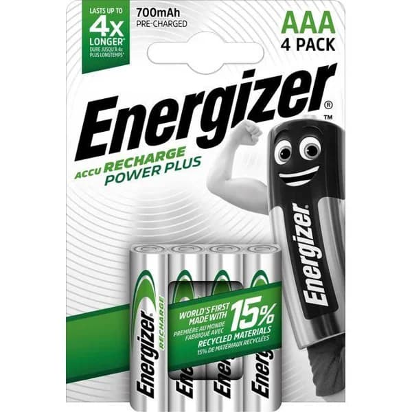 Pila recargable HR03 (AAA) 700 mAh ENERGIZER, pack 4 uds - 4 ud - Imagen del producto en Findit