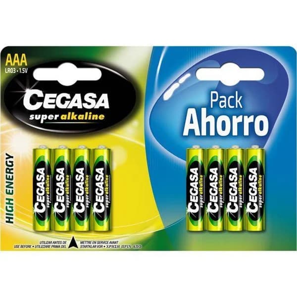 Pila super alcalina LR03 (AAA) CEGASA, pack 8 uds - 8 ud - Imagen del producto en Findit