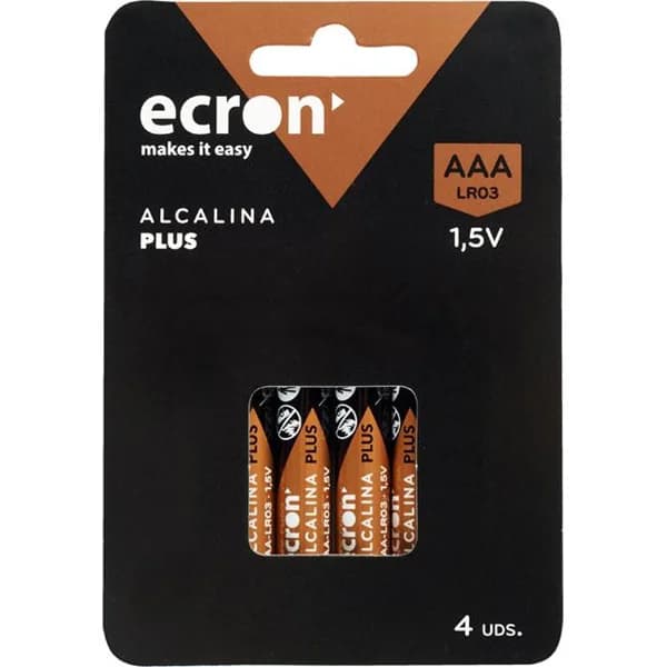 Pila alcalina LR03 (AAA) ECRON+, pack 4 uds - 4 ud - Imagen del producto en Findit