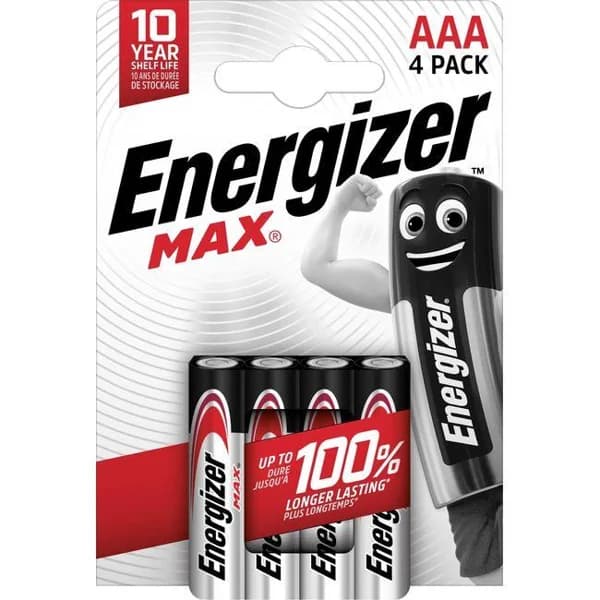 Pila alcalina max LR03 (AAA) ENERGIZER, pack 4 uds - 4 ud - Imagen del producto en Findit