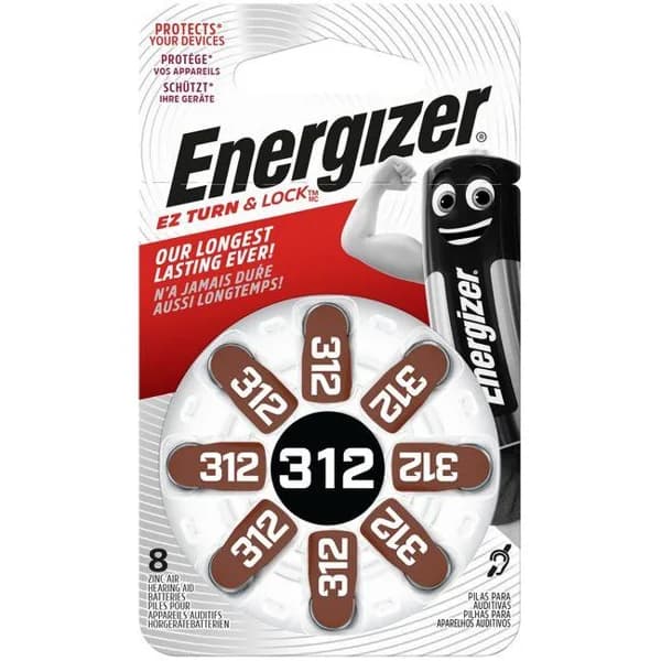 Pila para audífono, zinc air 312 ENERGIZER, pack 8 uds - 8 ud - Imagen del producto en Findit