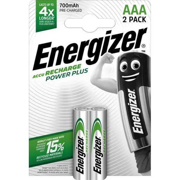 Pila recargable HR03 (AAA) 700 mAh ENERGIZER, pack 2 uds - 2 ud - Imagen del producto en Findit
