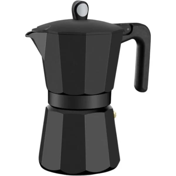 Cafetera italiana Inducción Noir, aluminio negro mate, apta para todo tipo de cocinas MONIX, 12 tazas - 1 ud - Imagen del producto en Findit