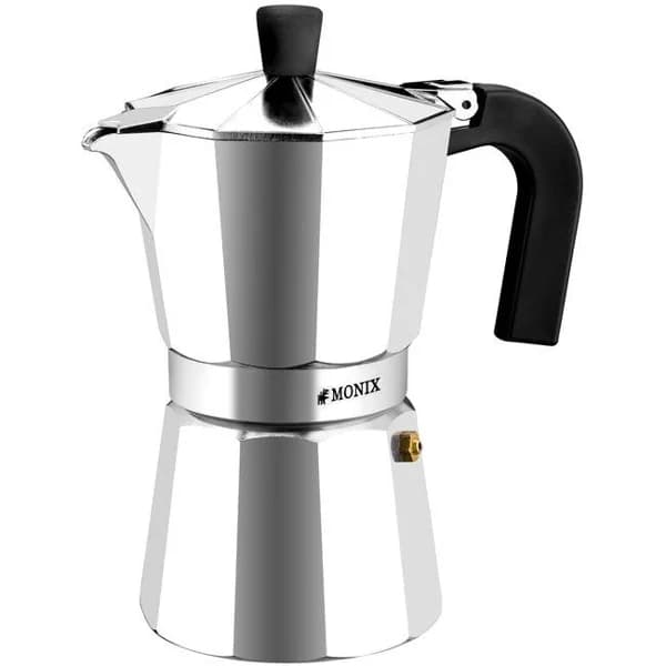 Cafetera italiana de aluminio Vitro Express, apta para todo tipos de fuegos excepto inducción MONIX, 3 tazas - 1 ud - Imagen del producto en Findit