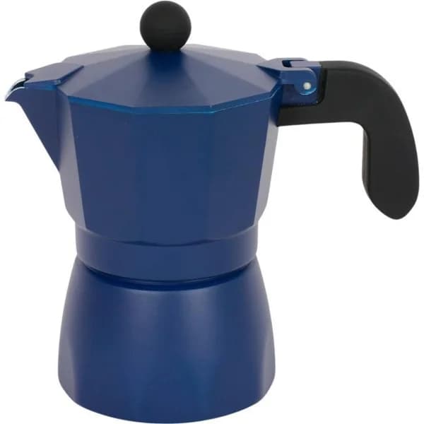 Cafetera de aluminio Ocean azul, apta para cocinas de gas y vitro SAN PIETRO, 3 tazas - 1 ud - Imagen del producto en Findit