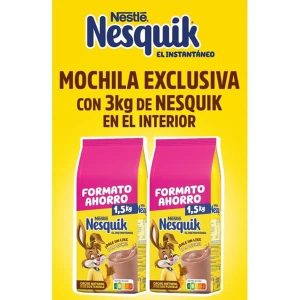 Cacao soluble NESQUIK, mochila 3 kg - 1 ud - Imagen del producto en Findit