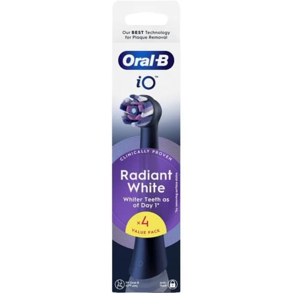 Recambio cepillo dental iO Radiant White, Negro ORAL-B, 4 uds - 4 ud - Imagen del producto en Findit