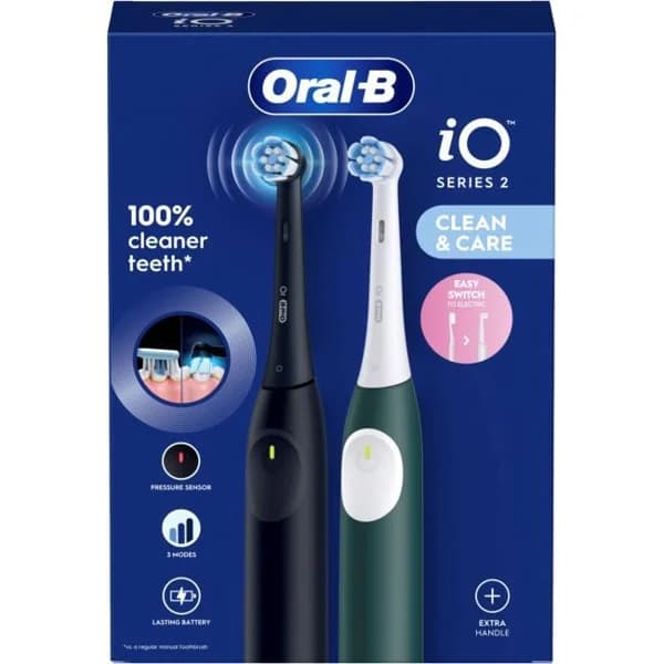 Cepillo dental eléctrico iO2 Duo Negro/Verde ORAL- B - 1 ud - Imagen del producto en Findit