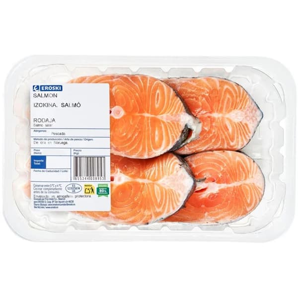 Rodajas de salmón EROSKI, bandeja aprox. 450 g - 0.45 kg - Imagen del producto en Findit