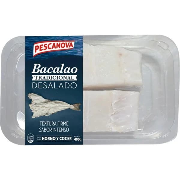 Lomos de bacalao desalado PESCANOVA, bandeja 400 g - 0.4 kg - Imagen del producto en Findit