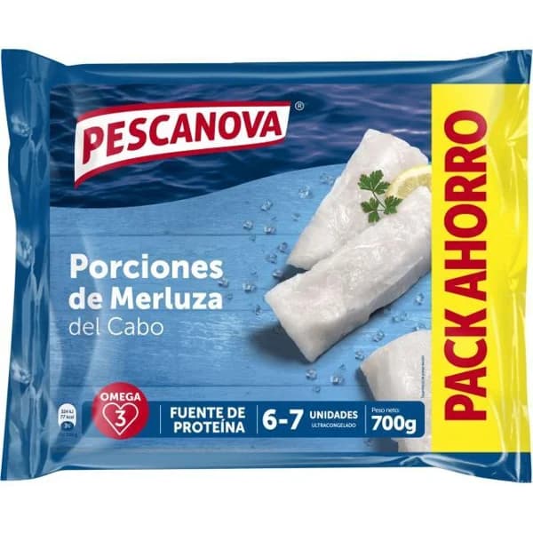 Porciones de merluza del cabo sin piel PESCANOVA, bolsa 700 g - 0.7 kg - Imagen del producto en Findit