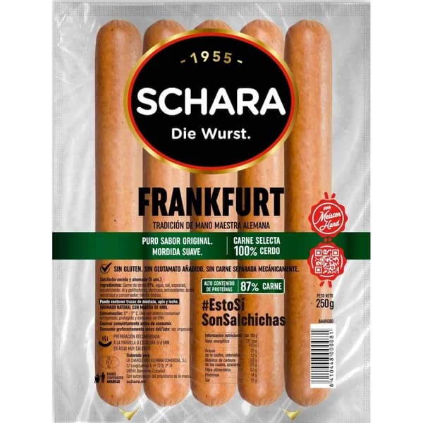 Salchichas Frankfurt SCHARA, 5 uds, sobre 250 g - 0.25 kg - Imagen del producto en Findit