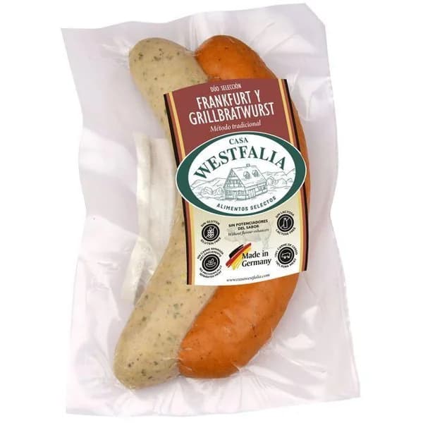 Salchichas dúo Frankfurt y Grillbratwurst WESTFALIA, sobre 180 g - 1 ud - Imagen del producto en Findit