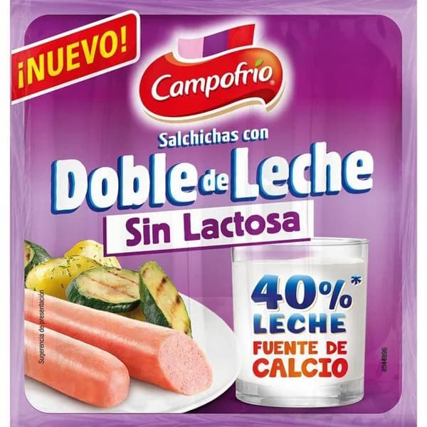 Salchicha con doble de leche sin lactosa CAMPOFRÍO, sobre 140 g - 1 ud - Imagen del producto en Findit