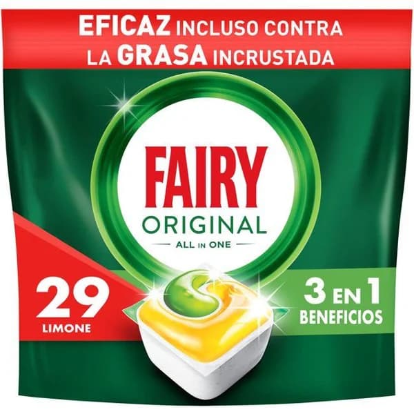 Lavavajillas máquina FAIRY TODO EN 1, bolsa 18+11 dosis - 11 ud - Imagen del producto en Findit