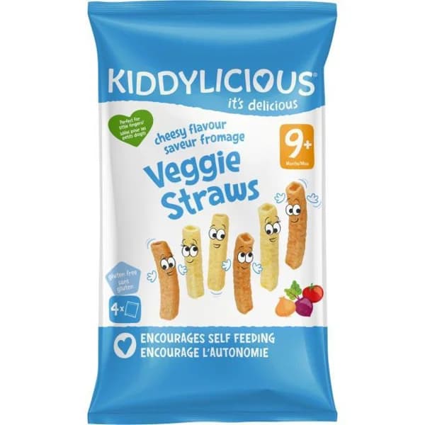 Pajitas de verduras con sabor a queso KIDDYLICIOUS, pack 4x12 g - 1 ud - Imagen del producto en Findit