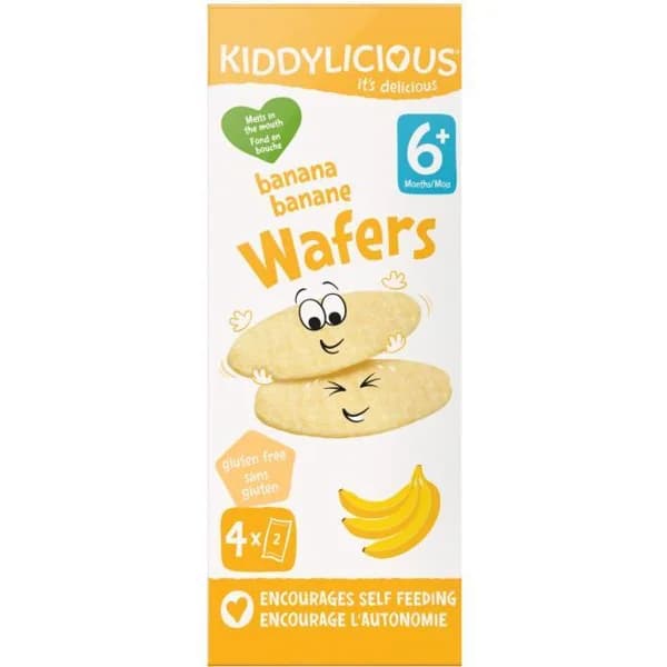 Wafer oblea sabor plátano KIDDYLICIOUS, pack 4x4 g - 1 ud - Imagen del producto en Findit