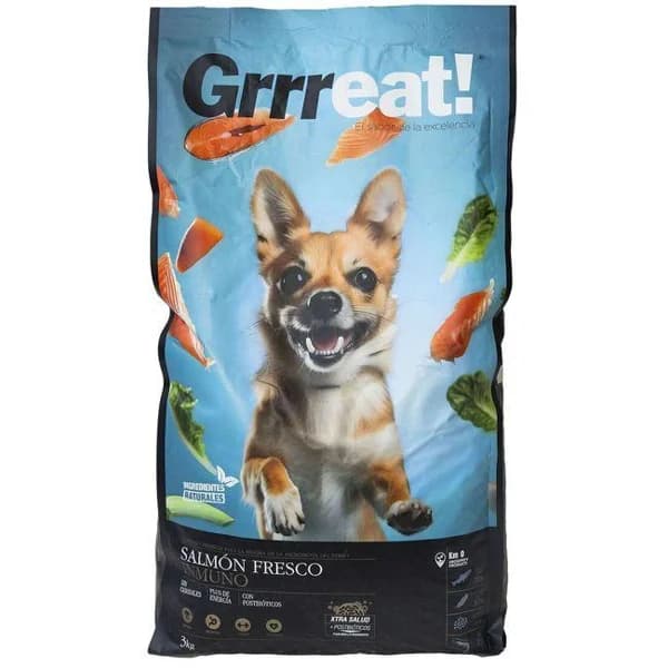 Croquetas de salmón para perro GRRREAT, saco 3 kg - 1 ud - Imagen del producto en Findit