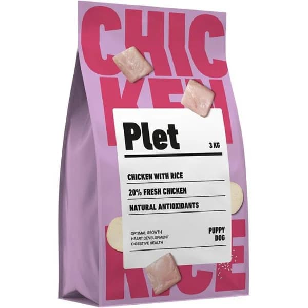 Pienso de pollo y arroz para cachorro PLET, saco 3 kg - 1 ud - Imagen del producto en Findit