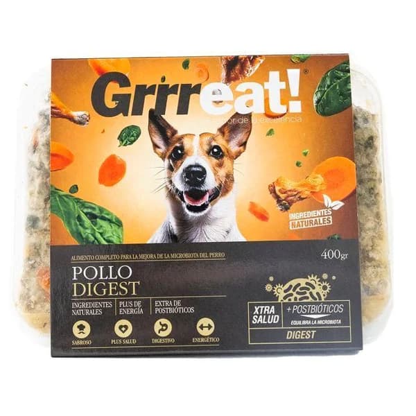 Alimento de pollo para perro GRRREAT, bandeja 400 g - 1 ud - Imagen del producto en Findit