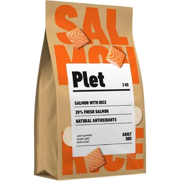 Pienso de salmón y arroz para perro adulto PLET, saco 3 kg - 1 ud - Imagen del producto en Findit