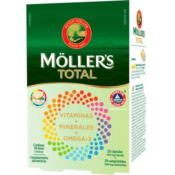 Total Vitaminas + Omega 3 MOLLERS, caja 28 uds - 28 ud - Imagen del producto en Findit