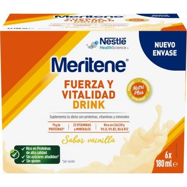 Bebida de chocolate fuerza y vitalidad MERITENE, pack 6x180 ml - 1.08 l - Imagen del producto en Findit