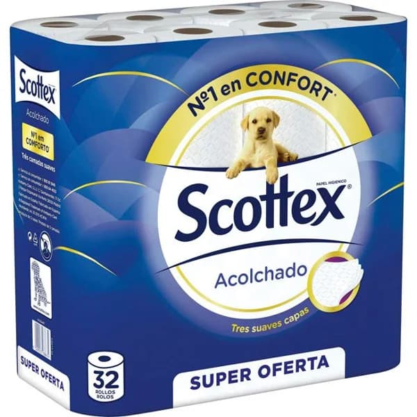 Papel higiénico acolchado SCOTTEX, paquete 32 rollos - 32 ud - Imagen del producto en Findit