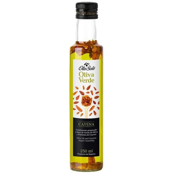 Aceite vi cayena OLIS SOLÉ OLIVA VERDE, botella 25 cl - 0.25 l - Imagen del producto en Findit