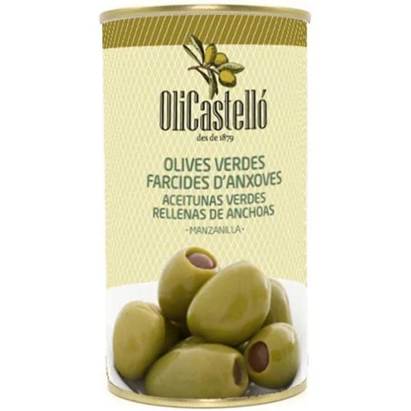 Aceitunas verdes rellenas de anchoa OLICASTELLO, frasco 150 g - 0.15 kg - Imagen del producto en Findit
