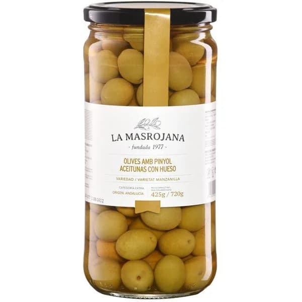 Aceituna sabor manzanilla LA MASROJANA, tarro 450 g - 0.45 kg - Imagen del producto en Findit