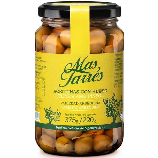 Olivas arbequinas MAS TARRES, bote 200 g - 0.2 kg - Imagen del producto en Findit