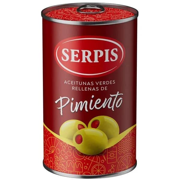 Aceituna rellena pimiento SERPIS, frasco 130 g - 0.13 kg - Imagen del producto en Findit