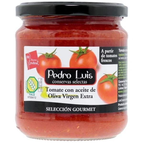 Tomate natural con aceite de oliva PEDRO LUIS, frasco 370 g - 0.37 kg - Imagen del producto en Findit