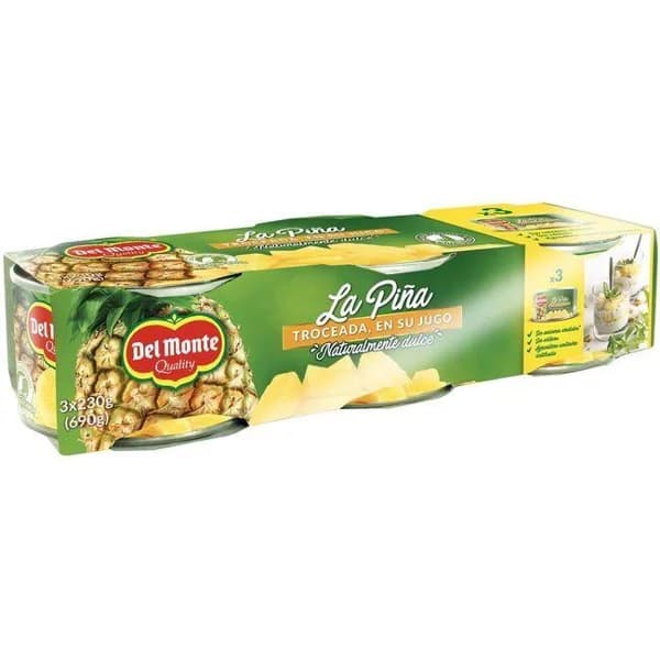 Piña en trozos DEL MONTE, pack 3x140 g - 0.42 kg - Imagen del producto en Findit
