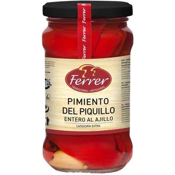Pimientos del piquillo al ajillo FERRER, frasco 290g - 0.29 kg - Imagen del producto en Findit