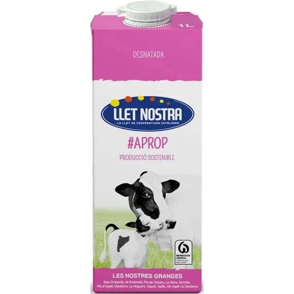 Leche desnatada LLET NOSTRA, brik 1 litro - 1 l - Imagen del producto en Findit