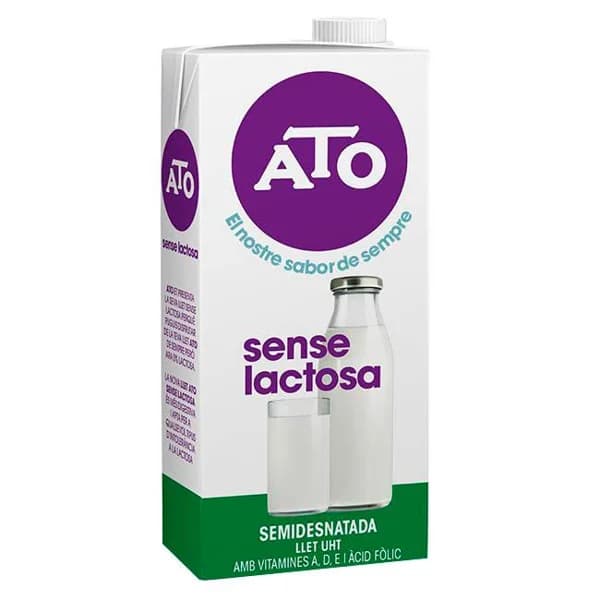 Leche semidesnatada sin lactosa ATO brick 1l - 1 l - Imagen del producto en Findit