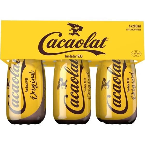 Batido de cacao CACAOLAT, pack botellín 6x200 ml - 1.2 l - Imagen del producto en Findit