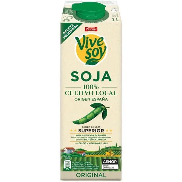 Bebida de soja superior VIVESOY, brik 1 litro - 1 l - Imagen del producto en Findit
