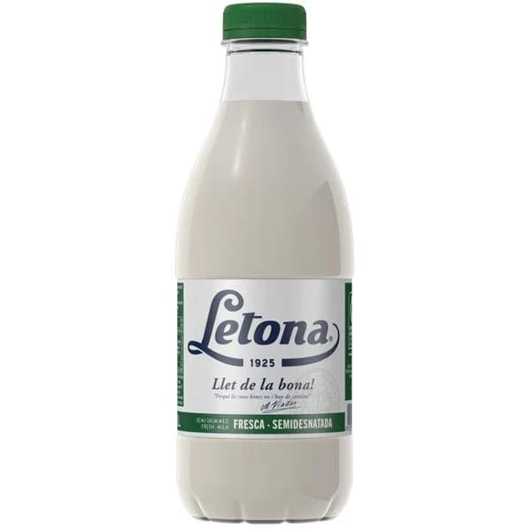 Leche fresca semidesnatada LETONA, botella 1 litro - 1 l - Imagen del producto en Findit