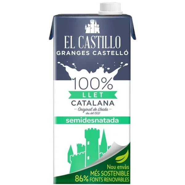 Leche semi EL CASTILLO, brik 1 litro - 1 l - Imagen del producto en Findit