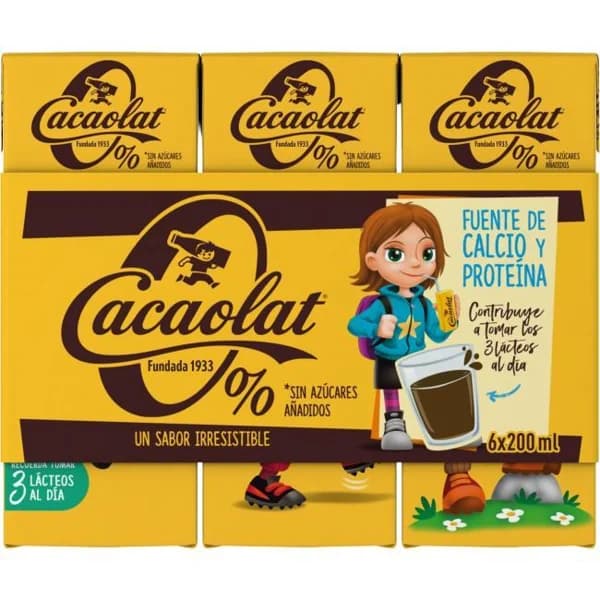 Batido de cacao 0% CACAOLAT, pack 6x200 ml - 1.2 l - Imagen del producto en Findit
