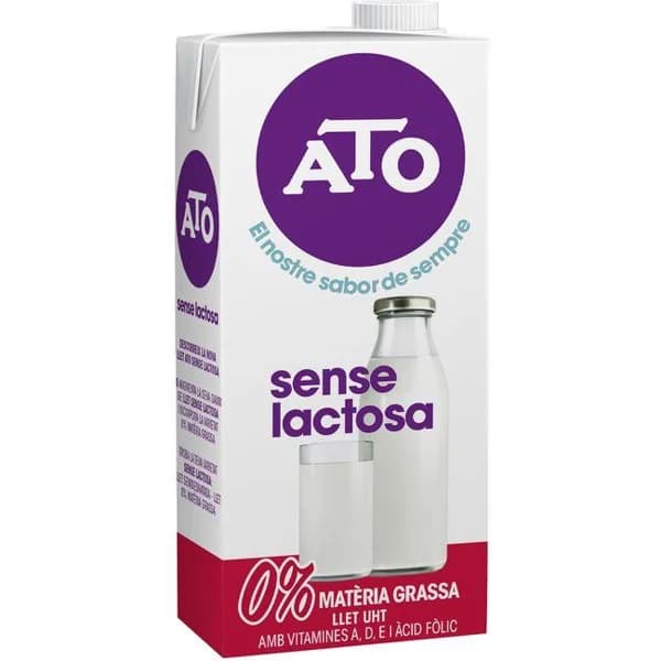 Leche sin lactosa desnatada ATO, brik 1 litro - 1 l - Imagen del producto en Findit