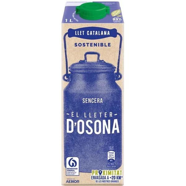 Leche entera LLETER D'OSONA, brik 1l - 1 l - Imagen del producto en Findit