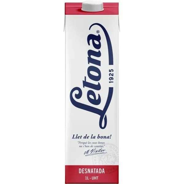 Leche desnatada UHT LETONA, brik 1 litro - 1 l - Imagen del producto en Findit