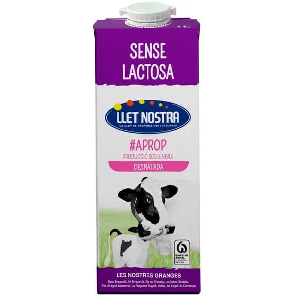 Leche desnatada sin lactosa LLET NOSTRA, brik 1 litro - 1 l - Imagen del producto en Findit