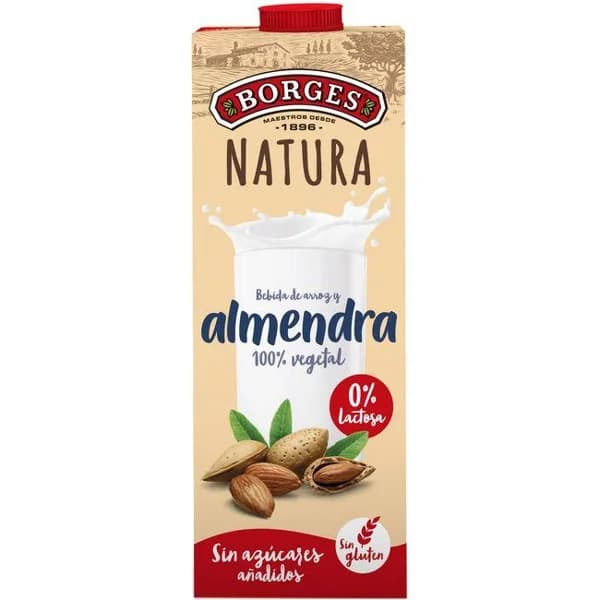 Bebida vegetal de arroz-almendra BORGES, brik 1 litro - 1 ud - Imagen del producto en Findit