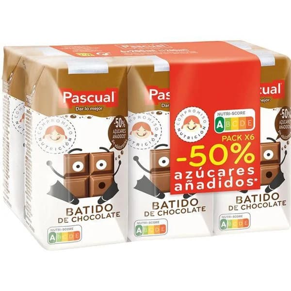Batido sabor a chocolate PASCUAL, brik 6x200 ml - 1.2 l - Imagen del producto en Findit